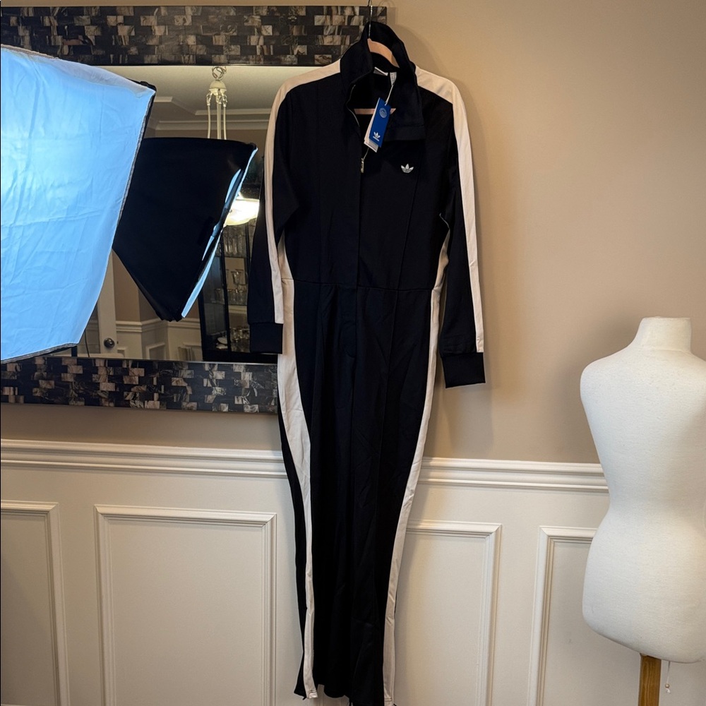 Adidas Originals IA3922 Black Track Jumpsuit One-Piece Trefoil Logo NWT Size XL